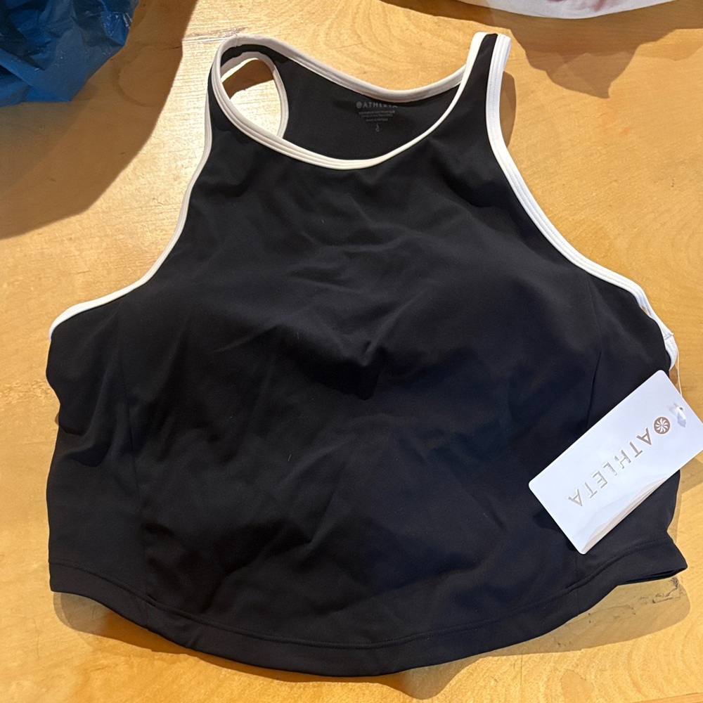 Athleta Black and White Crop Bikini Top